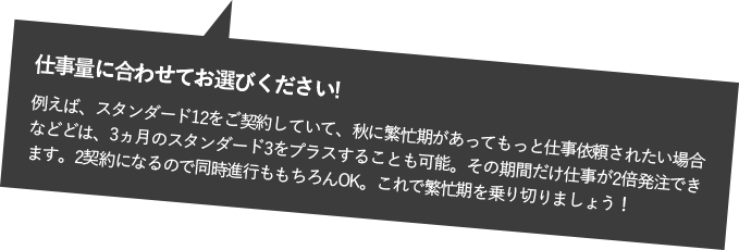 仕事量に合わせてお選びください!