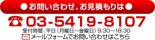 お問い合わせ、お見積もりは、電話03-5419-8107